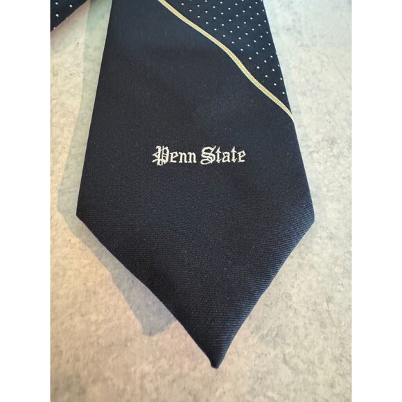 Vintage Penn State Necktie – Classic Navy with Polka Dot &‎ Stripe Detail - Picture 2 of 7